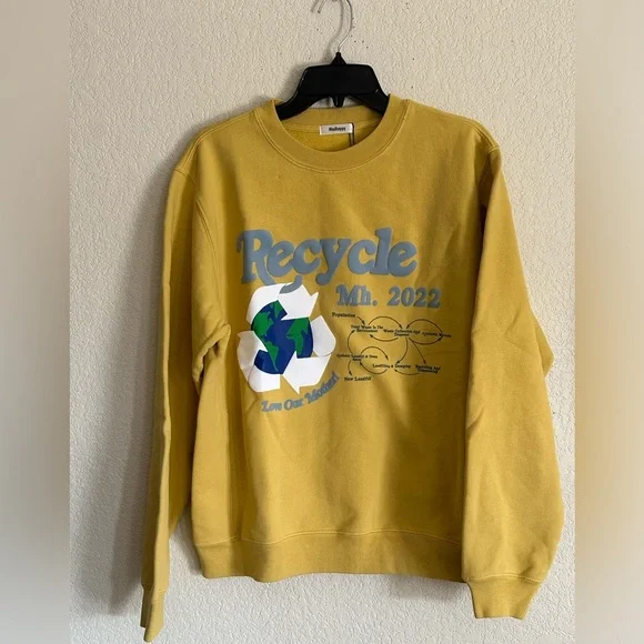 Madhappy Yellow Recycle Sweatshirt M NWT Unisex